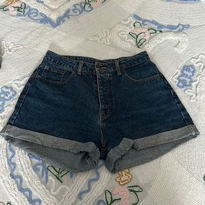 High rise denim shorts